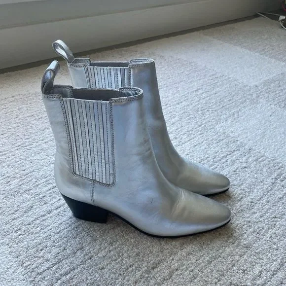 J. Crew Piper Ankle Boots in Metallic Leather Size 6 - Picture 4 of 8